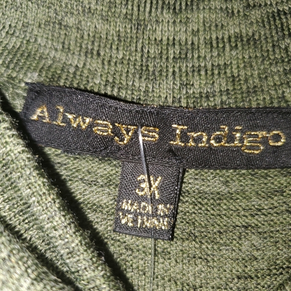 Always Indigo Long Sleeve Knit Dress w/ Belt | 3X | Hunter Green - Picture 3 of 7